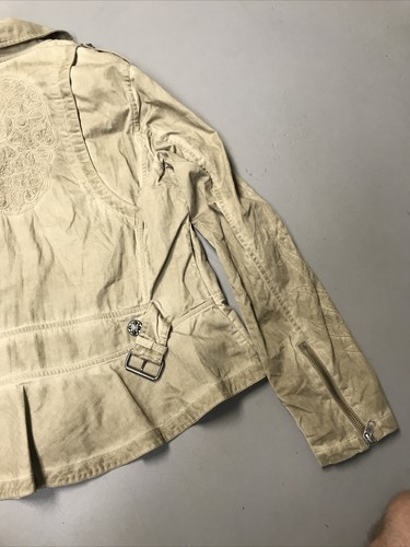 Harley Davidson Moto Jacket Womens Large Skull & Wing Embroidery Distressed - Picture 15 of 20