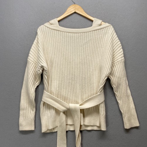 Derek Lam 10 Crosby Sweater Womens Large Cream Ribbed Wool Cashmere Blend - Picture 8 of 13