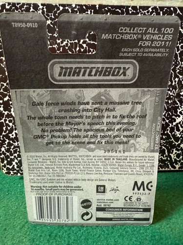 Matchbox '57 GMC Pickup Truck Stepside Black 1:64 Scale New Construction 2011 - Picture 2 of 2