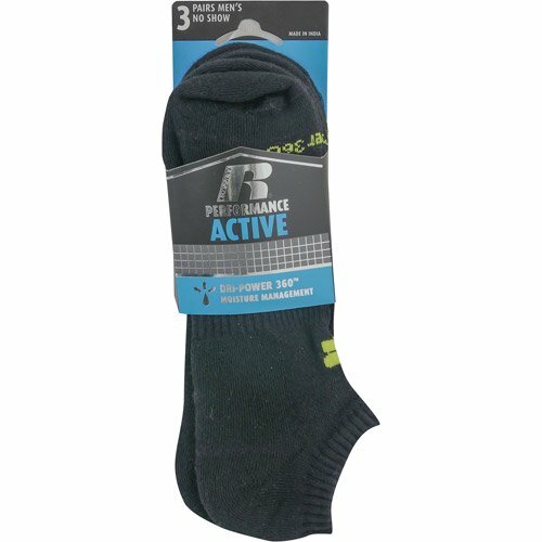 Russell Active Performance Dri-Power 360 SCHWARZ unsichtbare Herrensocken 6 Paar - Bild 2 von 2