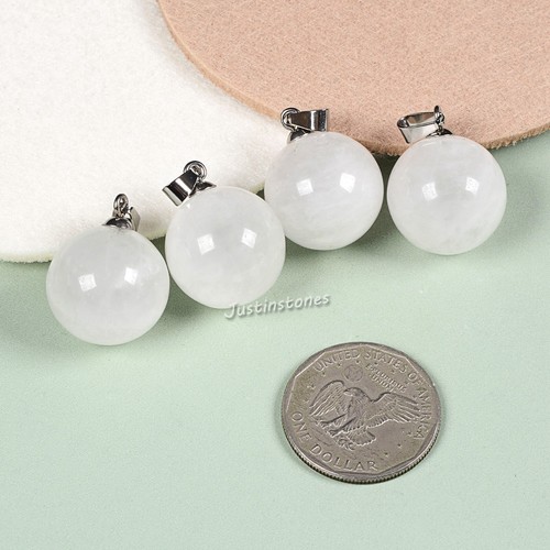 20mm Gemstone Carved Round Ball Pendant Necklace 22" - Picture 131 of 173