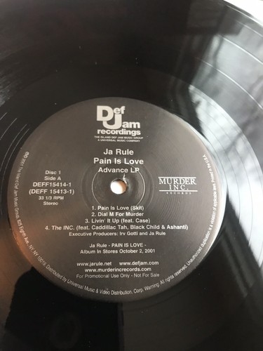 Ultra Rare Def Jam Album Advance Ja Rule Pain Is Love Lp, EX, Murder Inc. - Picture 2 of 12