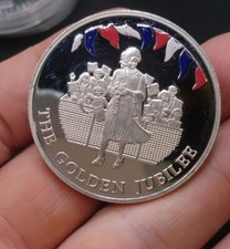 English 2002 The Golden Jubilee Sterling SILVER 50p Fifty Pence Coin 28.5 Grams