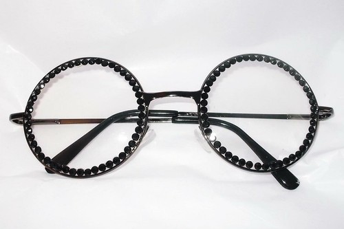 GLASSES JOHN LENNON ROUND GLASSES WITH RHINESTONES NO MAGNIFICATION CHOOSE COLOR - Picture 3 of 12