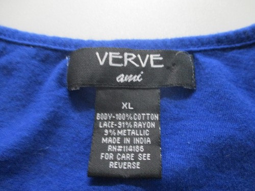 Verve Ami Womens Tank Shirt XL Blue Scoop Neck Sleeveless Pullover Cotton - Picture 6 of 10