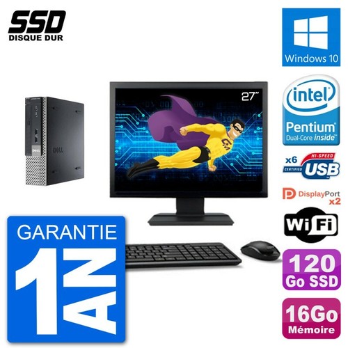 Ultra Mini PC Dell 7010 Usff Screen 27 " G640 RAM 16Go SSD 120Go Windows 10 Wifi - Picture 1 of 3