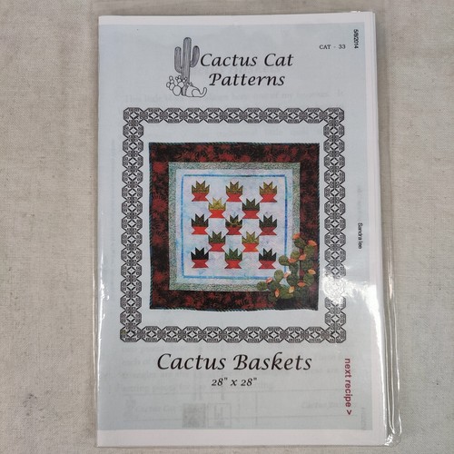 CACTUS BASKETS Prickly Pear Southwestern Desert Wall Quilt Template 28" x 28" - Picture 1 of 24