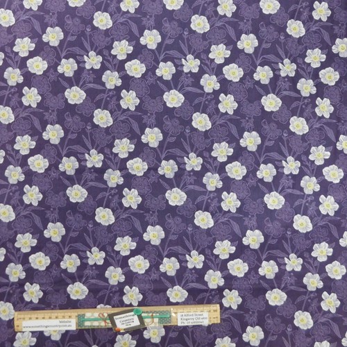 Quilting Patchwork Sewing Fabric Botanic Garden Purple 50x55cm FQ - Picture 2 of 3