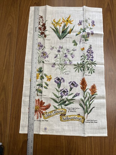 Vintage NWT Wild Flowers KAY DEE HAND PRINTS Linen Tea Towel Yellowstone V3 - Picture 14 of 15