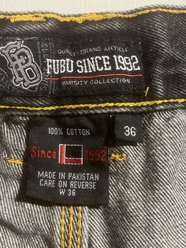 Vintage Mens Size 36 FUBU Dark Jean Shorts Varsity Collection - Picture 10 of 13