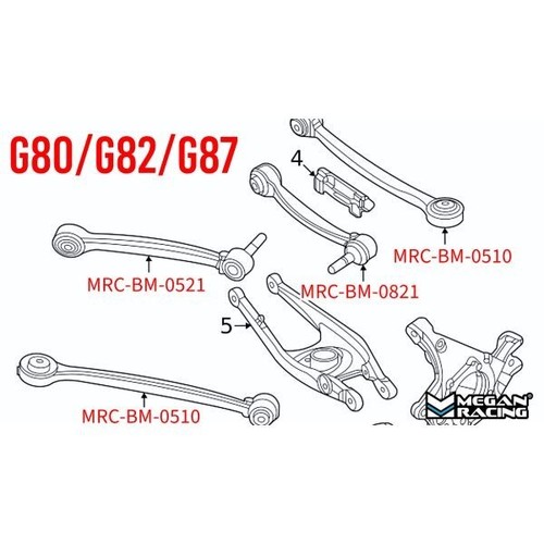 Megan Racing Rear Upper Camber Control Arms Set for BMW M2 G87 / M3 G80 / M4 G82 - Picture 2 of 3