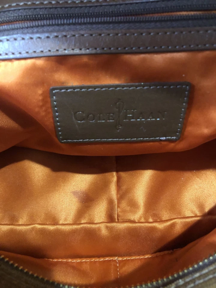 Cartera Cole Haan Pitón Cuero Caramelo Marrón Asa Superior Piel de Serpiente Reptil  Foto 4 de 4