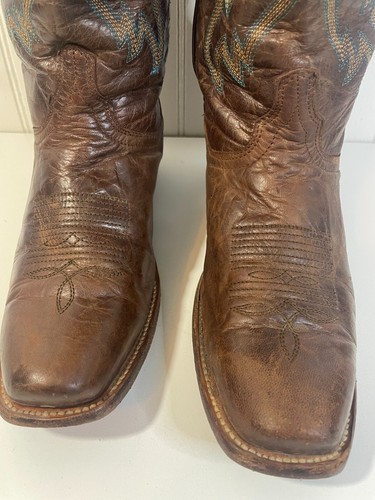 Vaccari Womens Boots Size 11 Cowboy Western Brown Square Toe Leather Roper - Picture 6 of 10