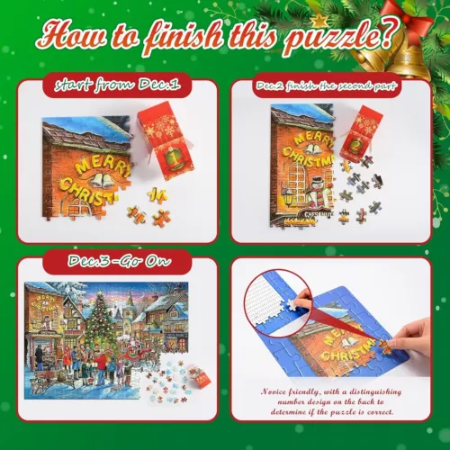 2024 Christmas Advent Calendar Jigsaw Puzzles,24 Days Surprise Multicolor - Picture 5 of 8