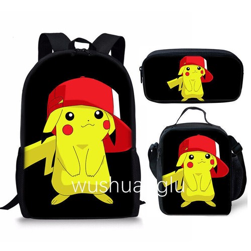 3D Pikachu Rucksack Backpack Schultasche Büchertasche Brotzeittasche Federmäppchen Geschenk - Bild 4 von 59