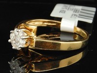 Diamond Flower Wedding Engagement Ring Ladies Yellow Gold Round Design 1/4 Tcw. on sale Diamond Flower Wedding Engagement Ring Ladies Yellow Gold Round Design 1/4 Tcw. on sale