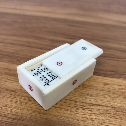 Minidomino Bein antik Miniatur Dominospiel um 1900 Sammler Gesellschaftsspiel - Bild 4 von 5