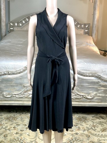 Ralph Lauren black wrap sleeveless dress with collar sz 10 - Picture 2 of 8