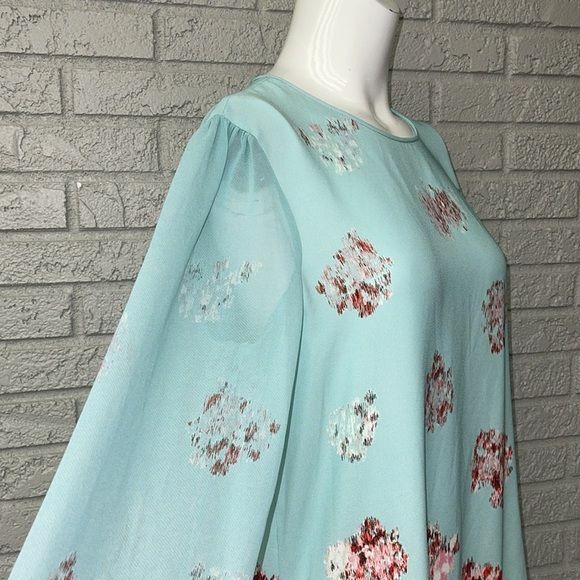 BCBG MaxAzria Bailee Long Sleeve Flounce Hem Floral Shift Dress Size M