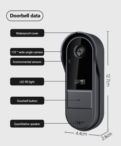 Videocitofono Campanello Senza Fili Da Esterno Impermeabile IP67, Citofono Con T - Foto 8 di 12