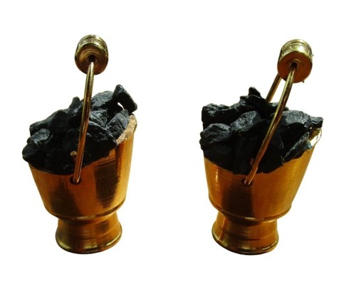 Vintage Dollhouse Miniature Copper Tone Coal Filled Scuttle A Pair GUC - Picture 2 of 7