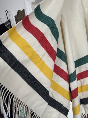 Pendleton 100% Wool Plaid Colorful Buffalo Check Fringe Poncho Wrap Blanket OS - Picture 3 of 8