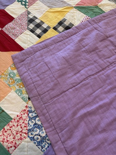 Vintage Multicolor Patchwork Scrappy Crazy Quilt 82x65 Handgenäht Wunderschön - Bild 13 von 14