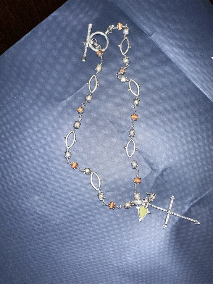 Lucky Brand крест переключения ожерелье украшенный горчицы желтый бусина золото латуни - Изображение 2 из 4