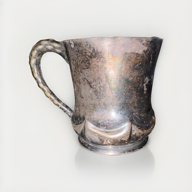 Antique Silverplate Handled Cup Mug Goblet Silver Tone Drinking Vessel