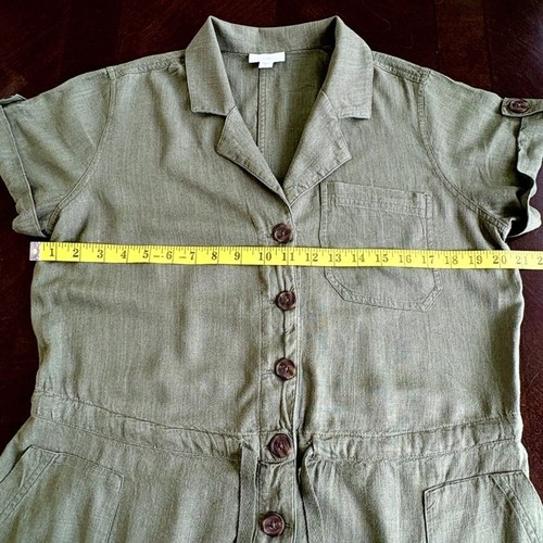 J Jill Utility Shirtdress Linen Blend Green Sz S Relaxed Fit Casual Travel - Picture 9 of 12