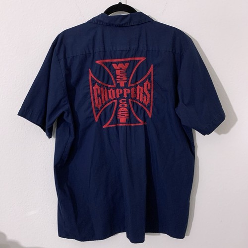 Jesse James Work Wear Shirt Mens Large Dark Blue West Coast Choppers M/C Club - Picture 6 of 8