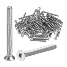 100pcs Flat Head Machine Screws Hex M2.5x0.45 Stainless Steel 25mm Length