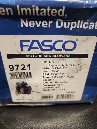 Fasco 9721 Kühlgebläsemotor 1/12 PS 1350/1550 U/min 115/208-230V