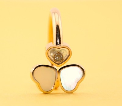 Chopard Happy Hearts Ring 750 Rosegold Diamant Perlmutt Saphirglas