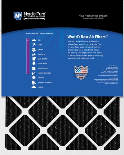 20x25x1 (19_1/2x24_1/2) Pure Carbon Odor Reduction Furnace Air Filters 4 Pack - Picture 2 of 7