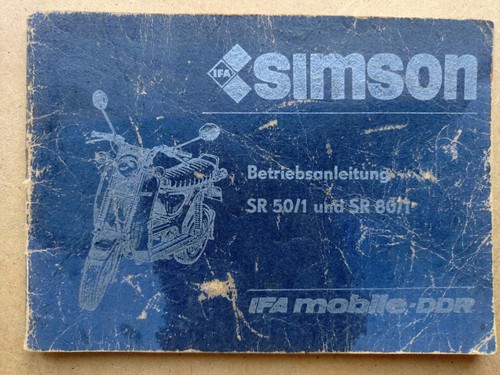 Original SIMSON SR 50/1 und SR 80/1 Betriebsanleitung IFA Mobile DDR 3.1988 - Picture 1 of 5