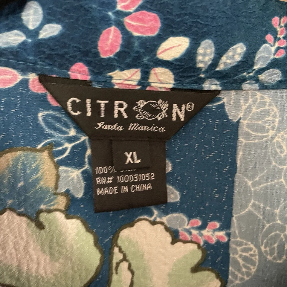 Блузка азиатская Citron Santa Monica 100% шелк цветочный абстрактный художественный размер XL B12 - Изображение 3 из 4