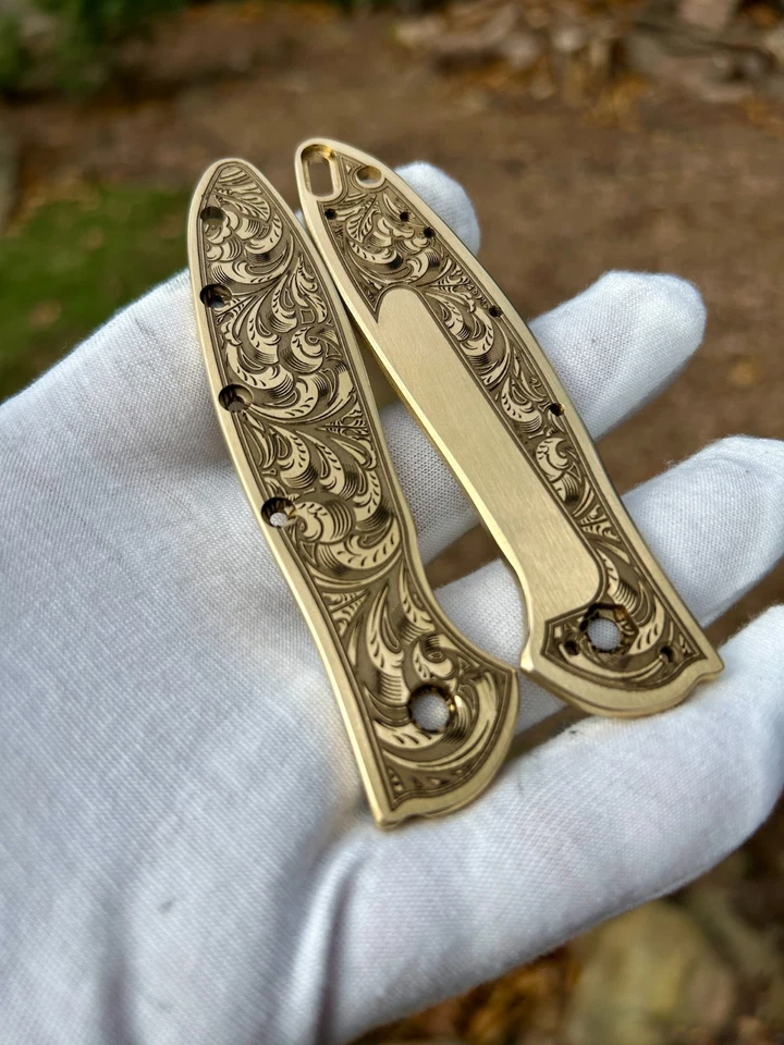 Balanças gravadas em latão para alho-poró Kershaw – Design de filigrana – Fabricadas nos EUA – - Imagem 4 de 4