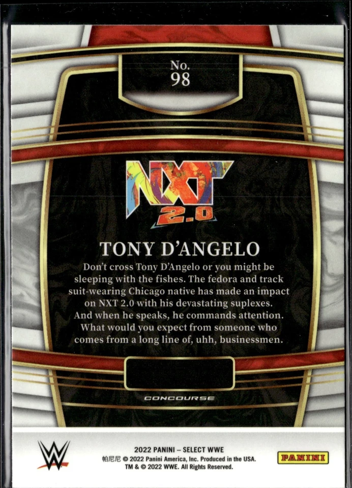 Tony D'Angelo 2022 Panini Select WWE #98 Concourse Base RC Rookie NXT  - Image 2 of 2