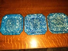Set of 3 Stangl Town & Country 7-1/2" Square Salad/Relish Plates, Blue