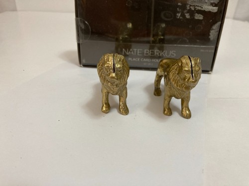 Place Card Holders NATE BERKUS Lions 1 pair beautiful Gold Tone , party , picnic - Picture 8 of 9