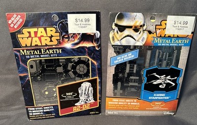 Star Wars Metal Earth R2-D2, X-Wing Starfighter 3D Models Lot Of 2