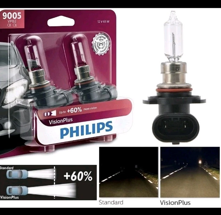 Philips-VPB2 VIsion Plus 60% 9005 65W Two Bulbs Headlight Hi Beam (JS13) - Image 2 of 3