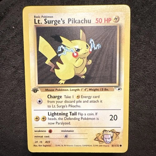 Pokémon TCG Lt. Surge's Pikachu Gym Heroes 81/132 1st Edition 2000 Mint