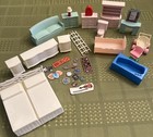 Vtg Renwal Superior Best Mcp Dollhouse Miniature Furniture Lot Bath/Living/Bed