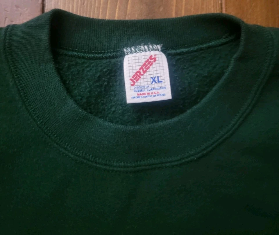 Sudadera Vintage Jerzees Talla XL Verde Pavo Acción de Gracias Otoño EE. UU. 90s Foto 3 de 3
