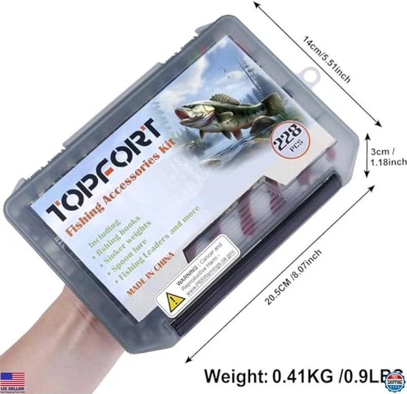 Kit de accesorios de pesca 187/343 piezas caja de aparejos con ganchos pesas equipo regalo Foto 3 de 4