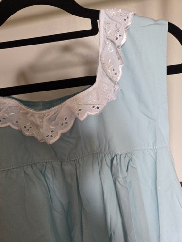 Vintage Scottish Hand Made Long Maxi Duck Egg Blue White Victorian Dress Unique - Picture 7 of 12
