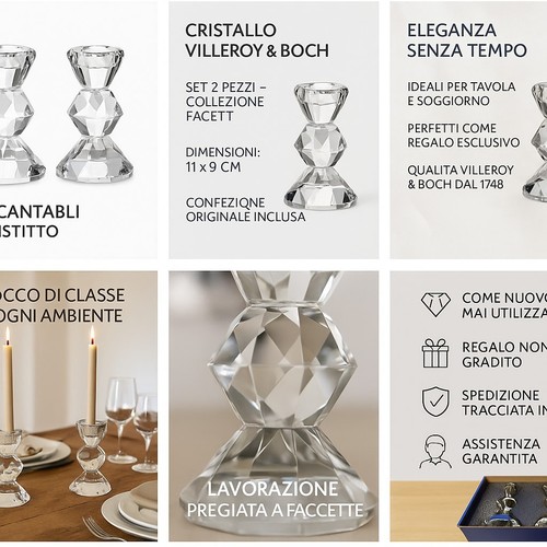 Villeroy & Boch – Coppia Candelabri Cristallo 11x9 cm – Eleganti, Come Nuovi - Picture 6 of 6