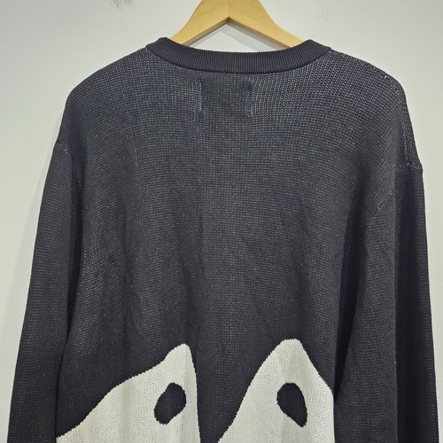 Stussy Dice Crewneck Mens Knit Sweater Size XL Black & White Cotton Pullover - Picture 12 of 13